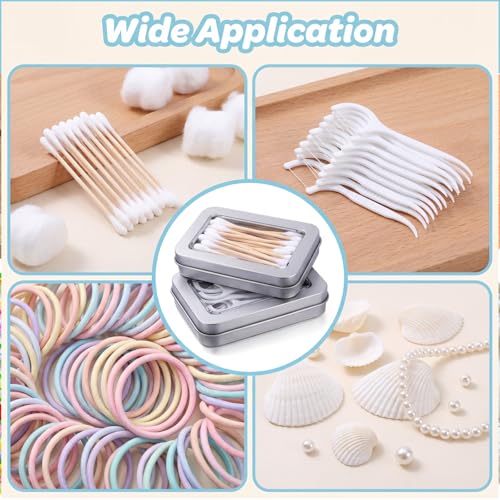 Portable Cotton Swab Holder Metal Storage Box - 2 Pcs Travel Organizer