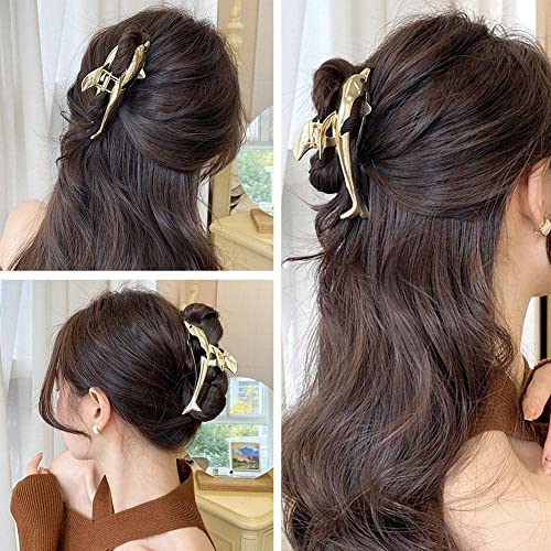 Metal Dolphin Hair Claw Clip - Golden Cartoon Hair Jaw Clamp for Thick Hair