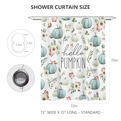 MEHOFOND Hello Pumpkin Floral Shower Curtain - Waterproof 72x72