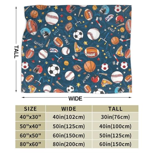 Exroozy Sports Ball Fleece Throw Blanket for Kids, Soft Plush 50"x40"