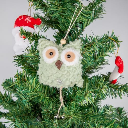Berfutall Plush Owl Christmas Tree Ornaments 4-Pack Woodland Holiday Decor