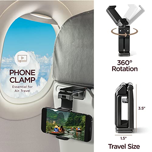 Homeify Adjustable Memory Foam Travel Kit with Foot Hammock & Phone Holder - 6 Piece Set, Grey