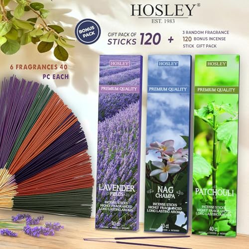 240-Pack Incense Sticks - Nag Champa, Lavender, Patchouli & 3 Random Scents