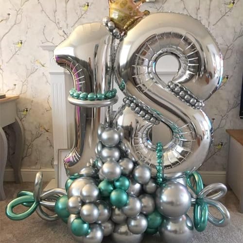 PatiCool 40 Inch Silver Number 8 Foil Mylar Balloon for Birthday Party Decor
