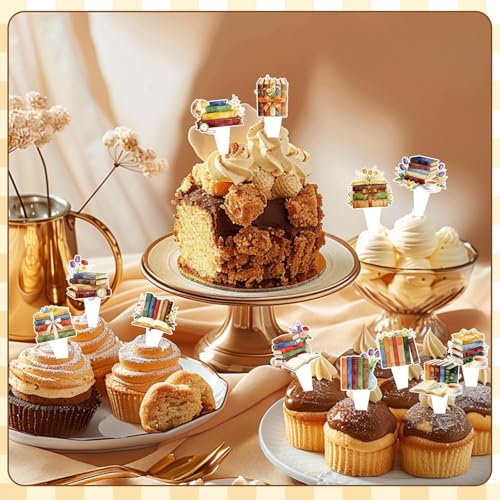 48Pcs Vintage Book-Themed Cupcake Toppers for Parties