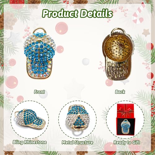 2025 Metal Baseball Cap Christmas Ornament with Rhinestones