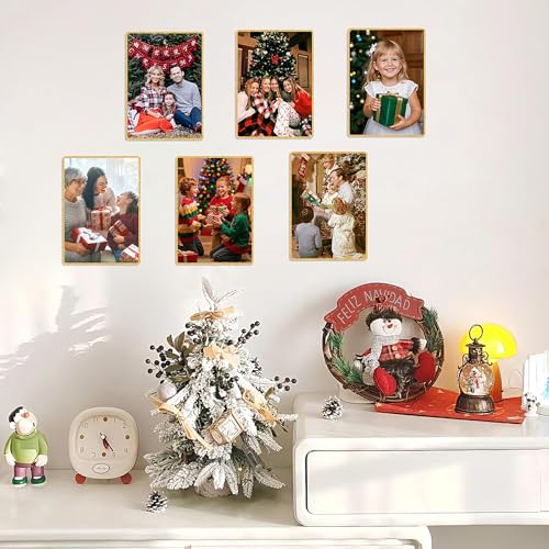 Bolidery 4x6 Acrylic Picture Frames, Gold Wall-Mount Floating Frames (Set of 6)