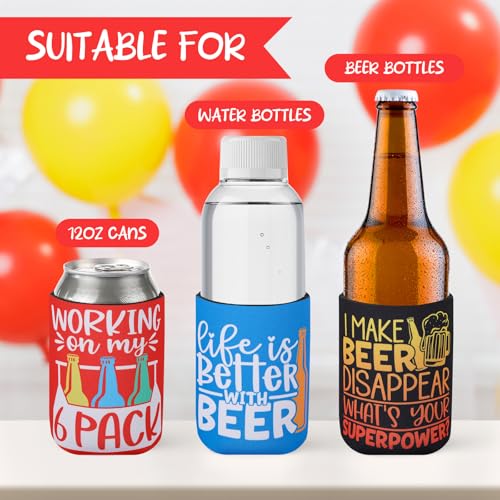 Funny Beer Can Cooler Sleeve - 12 Pcs Insulated Neoprene for 12 OZ Cans
