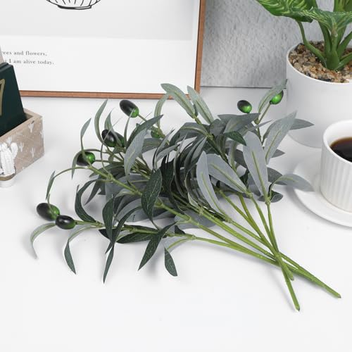 11-Inch Faux Olive Branches - 5Pcs Artificial Greenery for Home Decor