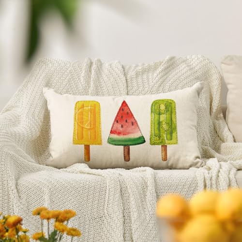 AVOIN Colorlife Summer Fruit Popsicle Pillow Cover 12x20