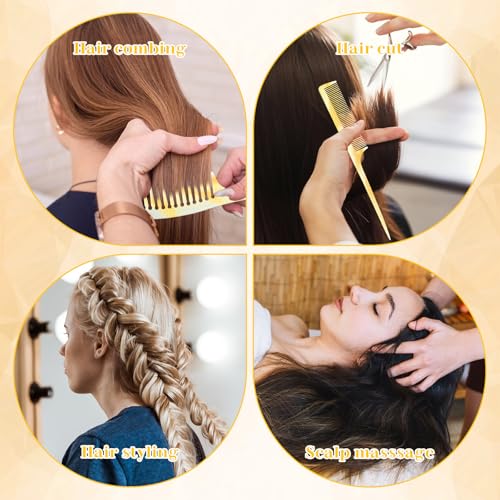 Qulkws 4-Piece Yellow Hair Comb Set for Styling, Detangling and Braiding
