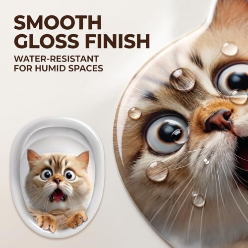 Galepromot 3D Kitten Toilet Lid Sticker - Waterproof Bathroom Decor