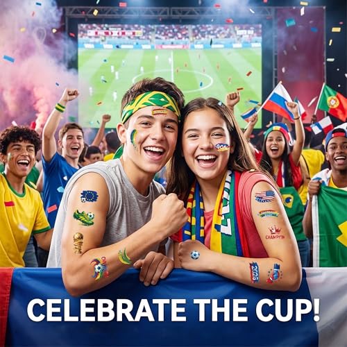 2026 World Soccer Cup Temporary Tattoos Waterproof Sports Fan Merch