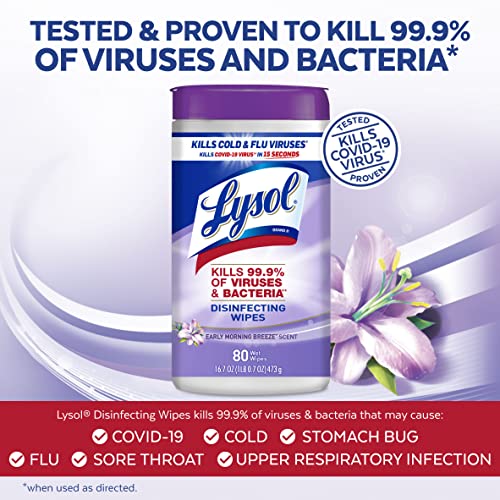 Lysol Disinfecting Wipes, Multi-Surface Cleaner, Morning Breeze, 80 Count
