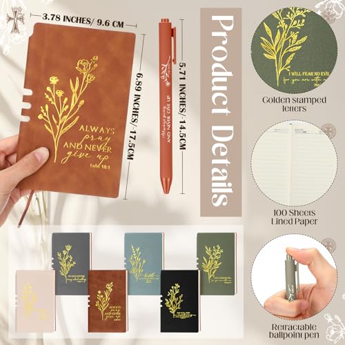 Bohemian Christian Gift Set - 6 Ceramic Mugs, Notebooks & Ballpoint Pens - Thanksgiving Religious Gifts
