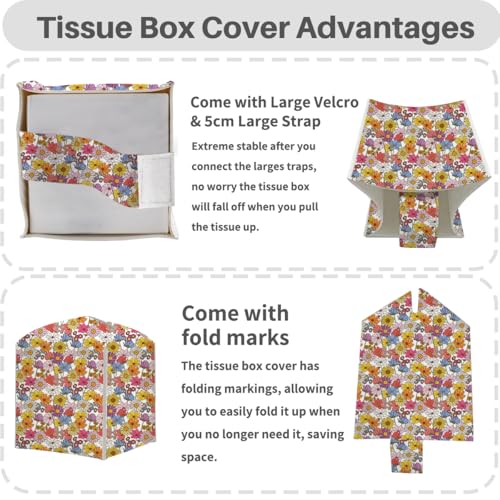 Floral PU Leather Tissue Box Cover - 5x5 Inch Stylish Holder