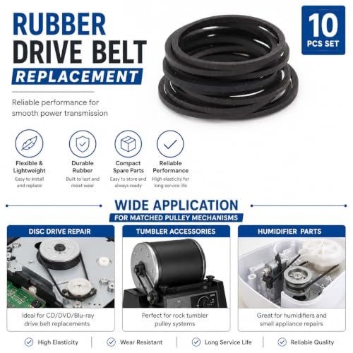 10-Piece Rubber Belt Replacement Kit for Xbox 360 & Humidifiers