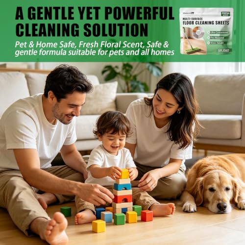 Multi-Effect Floor Cleaning Tablets - Green, 100 Pack | Deep Clean & Shine