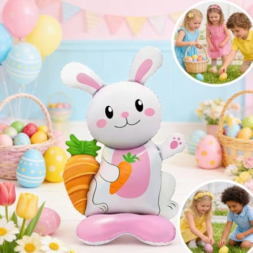 Cute Bunny Foil Balloons with Carrot Design - 2 Pack