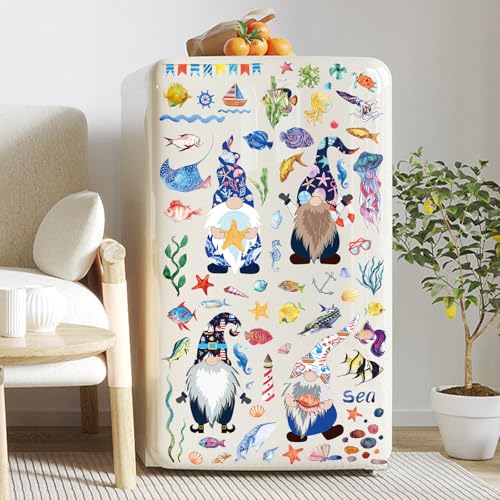 Hianjoo Ocean Gnome Summer Window Clings 146 Pcs Double Sided Static Sea Decals