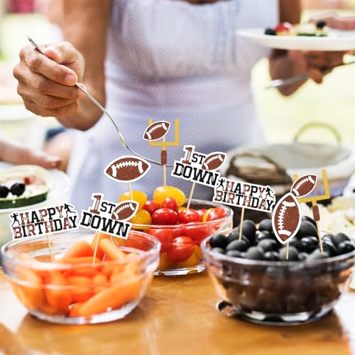 40 Football Cupcake Toppers - Glitter Sports Theme Decorations