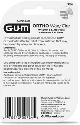 GUM Orthodontic Wax for Braces & Aligners, Mint, 1 Count