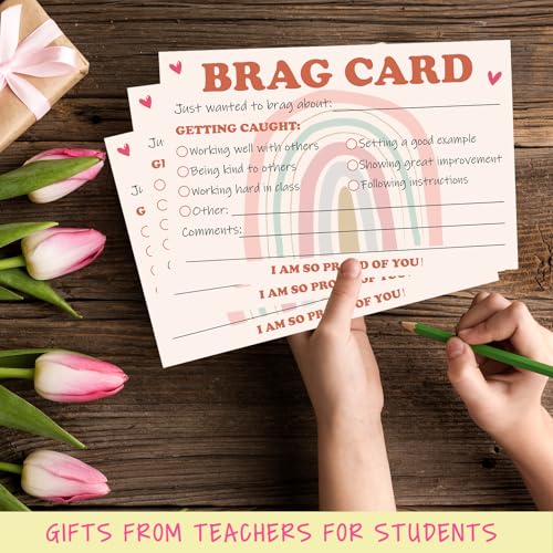 Boho Brag Cards - Classroom Incentive Cards for Students (50 PCS)