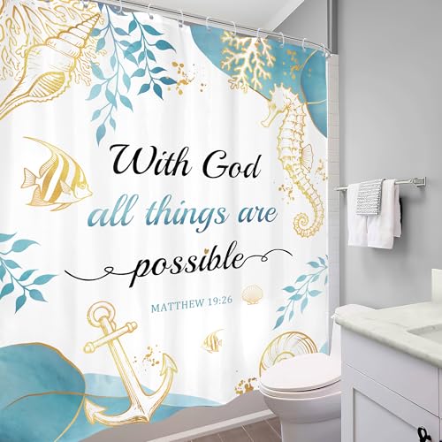 Beach Bible Verse Shower Curtain Set - 60" x 72" (Pack of 12)