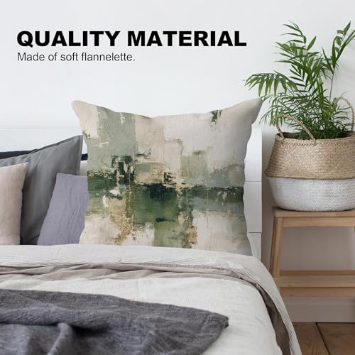 Sage Green Abstract Pillow Cover 18x18 - Colorful-11, Soft Flannelette for Sofa & Bedroom