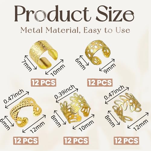 Glamer 60 Pcs Gold Hair Jewelry Kit for Braids and Dreadlocks