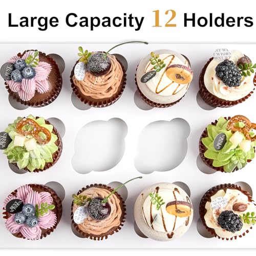 Kucoele 12 Count White Cupcake Boxes - 2 Pack with Inserts