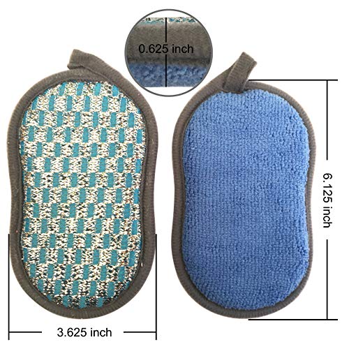 HOVhomeDEVP Non-Scratch Kitchen Scrub Sponges - Dual-Sided, Blue, 6 Pack