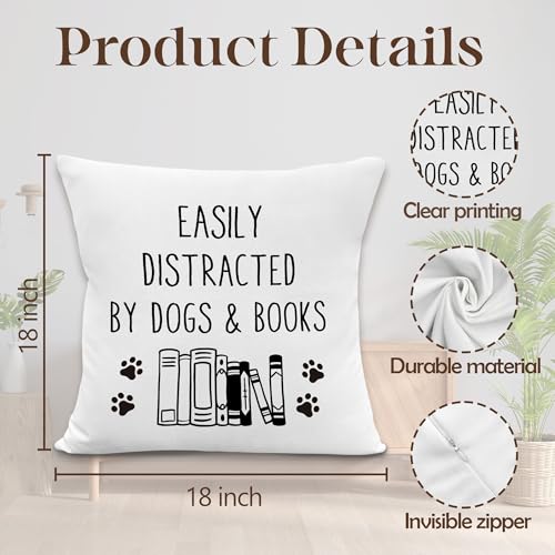 Funny Dog Book Throw Pillow Cover - 18x18 Decorative Cushion