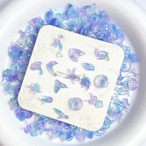 100Pcs Ocean Theme Nail Gems and Charms Glow in the Dark Shells
