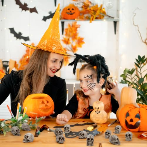 24 PCS Mini Skull Heads - Realistic Resin Figurines for Halloween Decor