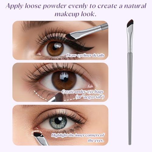 Sorcristy 5 Pack Angled Eyeliner and Eyebrow Brush Set for Precision Makeup