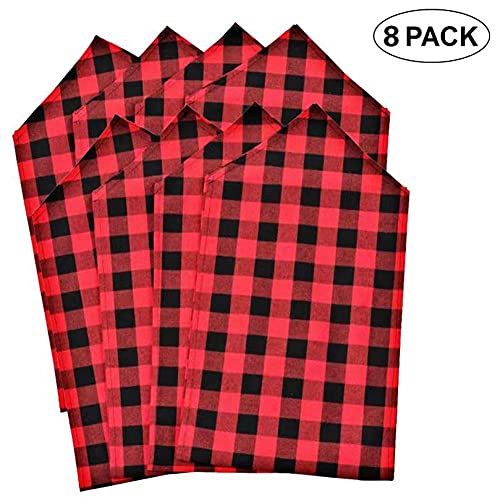 Red & Black Buffalo Check Table Runners 8 Pack - 72 Inch for Christmas & Parties