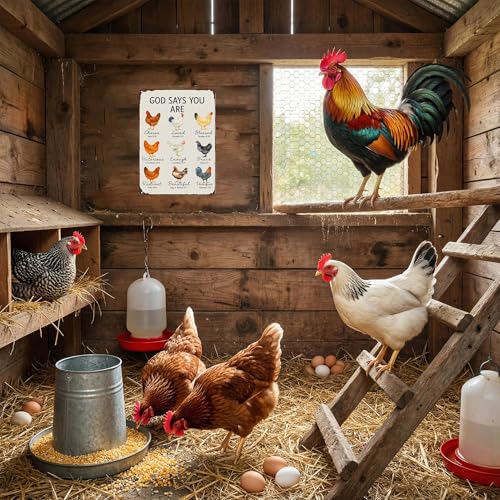 God Says You Are Amazing Chicken Tin Sign, 8x12 Farmhouse Wall Decor