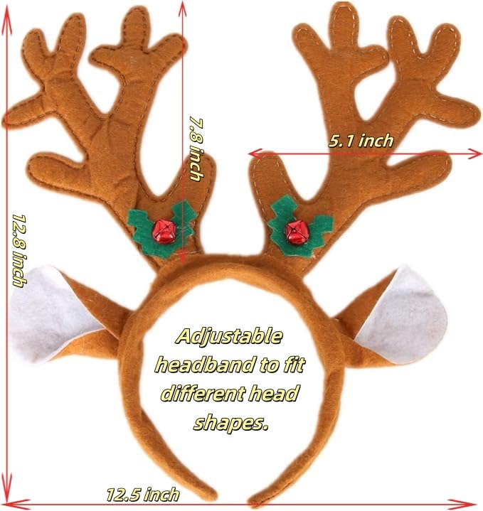 Topcosplay Christmas Reindeer Antlers Headband Unisex Party Costume