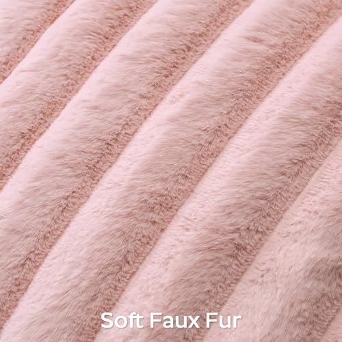 Faux Rabbit Fur Blush Pink Throw Pillow Cover 12x20 Inch