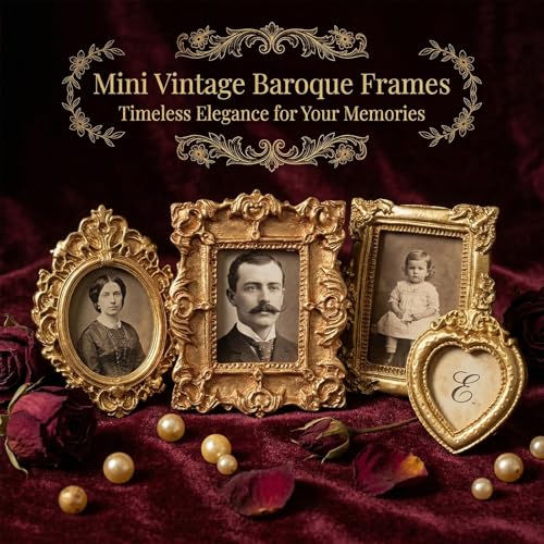 16 Pcs Vintage Mini Picture Frames - Antique Resin Photo Frames