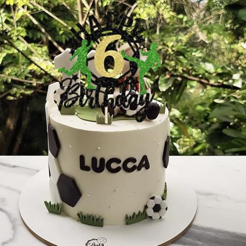 Soccer 6th Birthday Cake Topper - Football Theme Party Decoration