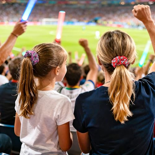Doneace Soccer Hair Scrunchies 7-Color Elastic Football Ponytail Holders for Sports Girls