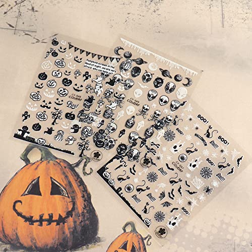 Vezocim Halloween Glow in the Dark Nail Art Stickers - 9 Sheets Holographic Spooky Decals