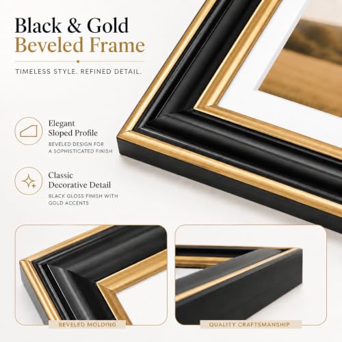 Black Gold Trim Picture Frame for 3.5x5 & 4x6 Photos