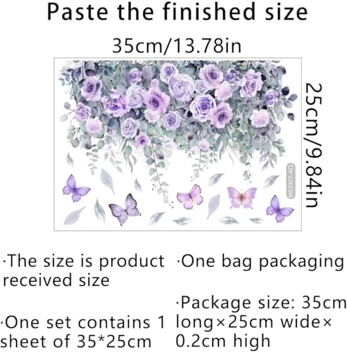 Botanical Bathroom Stickers - Waterproof Floral Rose Decals