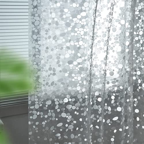 Ga-Geetopia 3D Pebbles EVA Shower Curtain Liner 72x72 Inch, Clear, Waterproof, Rustproof Grommets