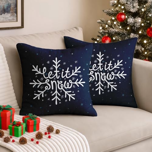 Emvency Christmas Snow Throw Pillow Covers, 20x20 Inch, Set of 2