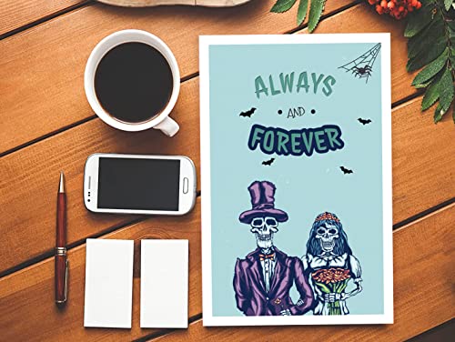Spercy Funny Skeleton Halloween Card for Him & Her - Romantic Anniversary Card