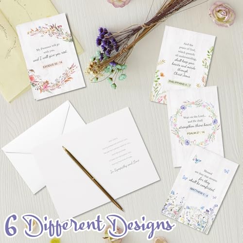 24-Pack Religious Sympathy Cards with Bible Verses & Envelopes